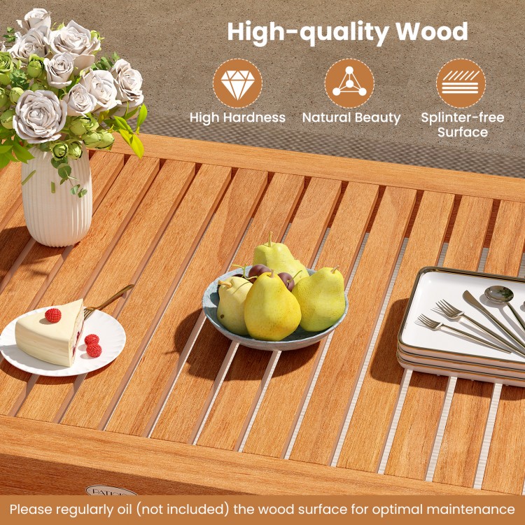 Rectangular outdoor dining table made of high-quality wood, 48 inches, suitable for 4-6 people, with a splinter-free.