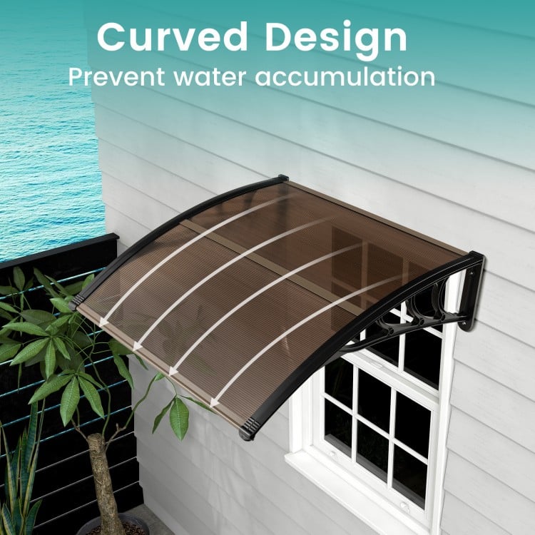 Curved outdoor awning made of sturdy PC hollow panels, providing sunlight and rain protection for front doors.