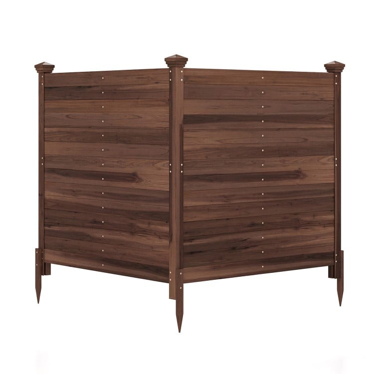 Outdoor privacy air conditioner fence made of fir wood, featuring a rustic brown finish and sturdy installation for backyard use.