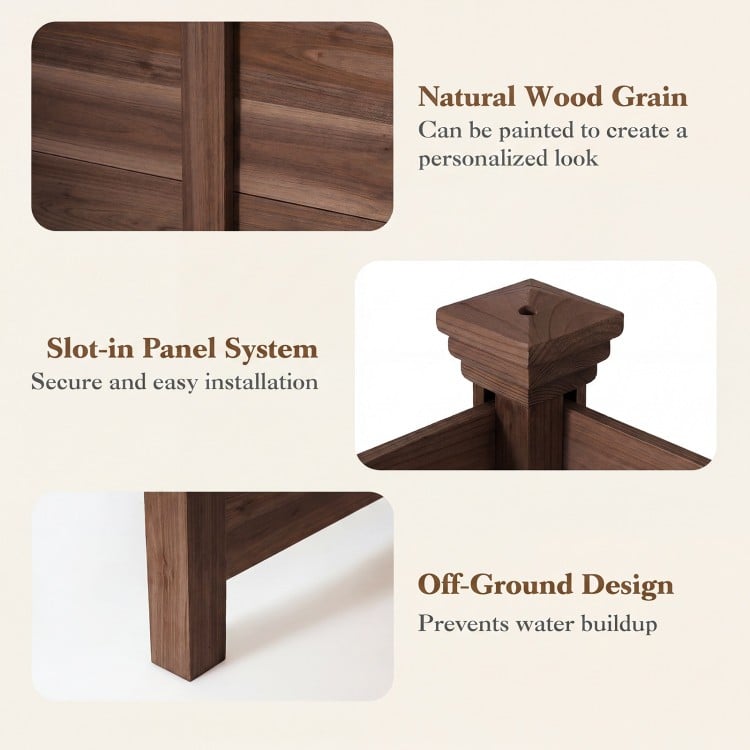 Outdoor privacy air conditioner fence made of fir wood with natural wood grain, ideal for concealing outdoor equipment.