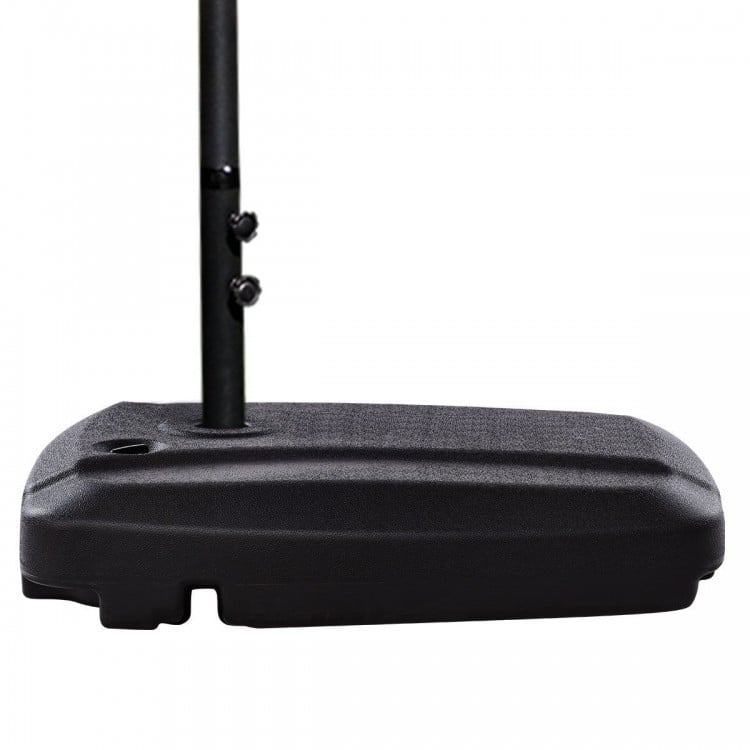 Plastic weighted umbrella base with a durable design, filled with water or sand for stability in windy conditions.