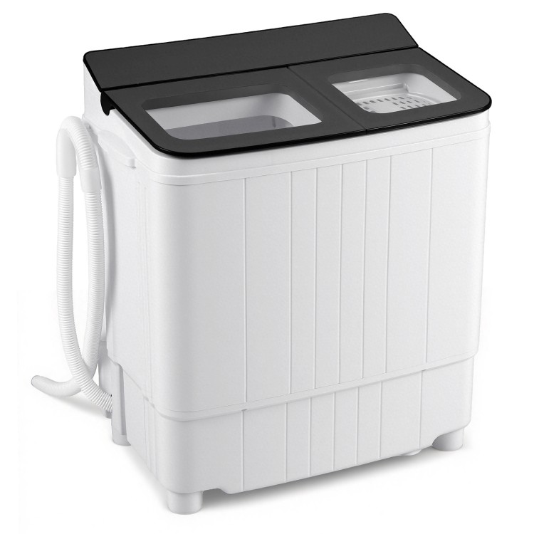Portable washing machine with twin tub design, 18 lbs capacity, and adjustable settings for convenient laundry at home.