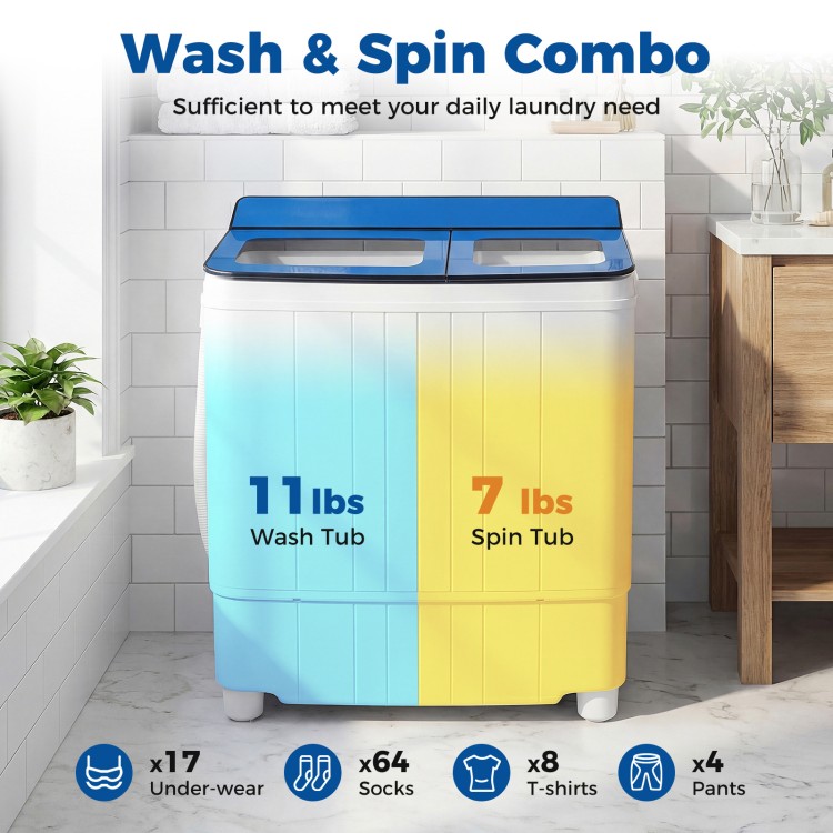 Portable Washing Machine with 18 LBS Washer and 8 LBS Spinner Combo - Gallery View 157 of 335