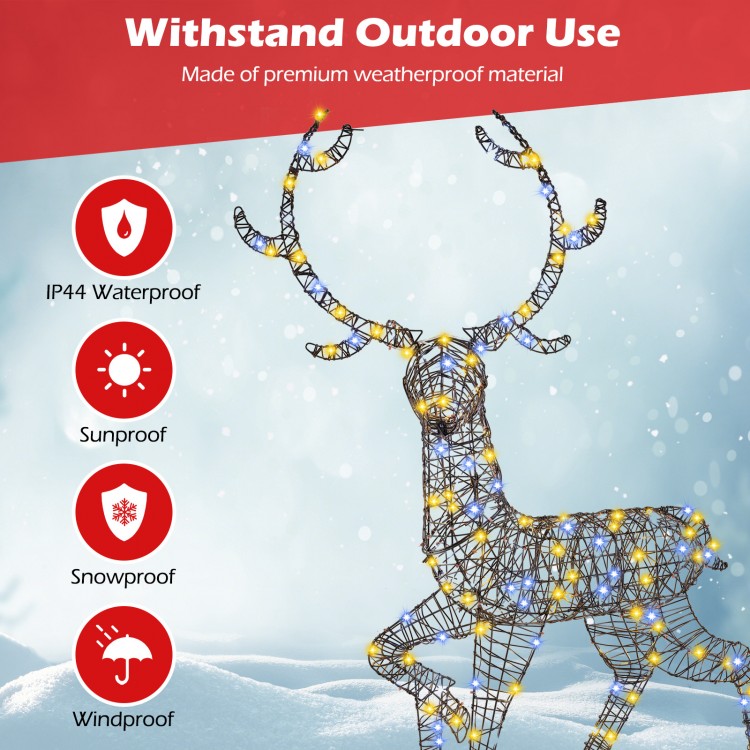 Pre-lit 4.6 feet Christmas reindeer with 170 LED lights, weather-resistant design for garden and yard display.