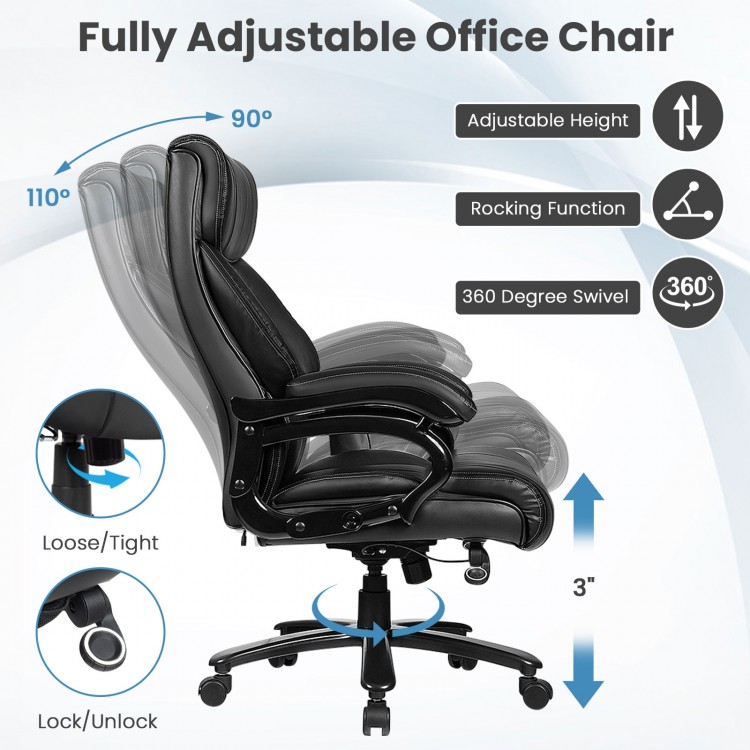 Big & Tall 400lb PU leather massage office chair with adjustable height, 6 vibrating points, and ergonomic design for.