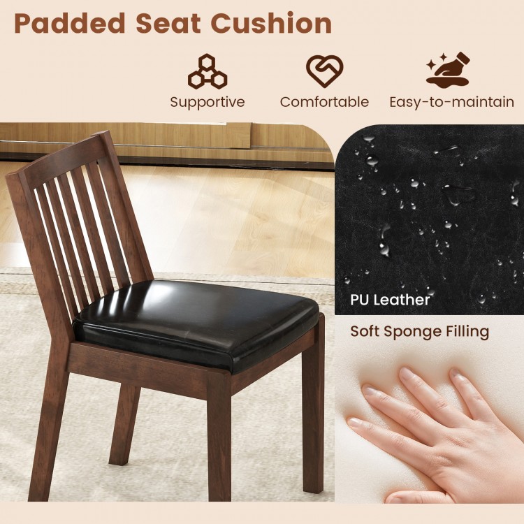 PU leather dining chair with padded seat cushion, espresso finish, designed for comfort and easy maintenance in various.