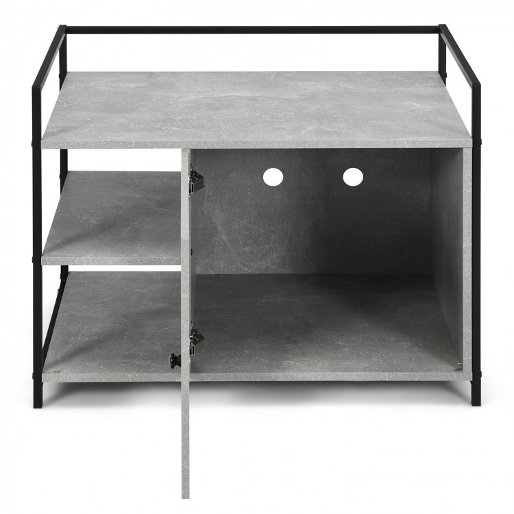 Gray hidden litter furniture cabinet with 2-tier storage shelf, sturdy MDF and metal frame, ideal for cat supplies and.