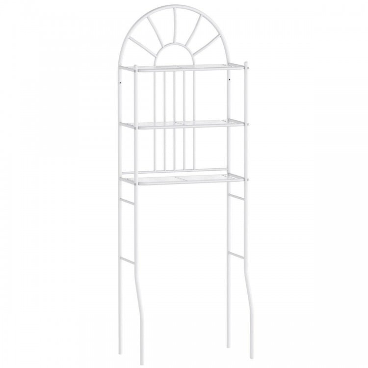 3-tier over-the-toilet storage rack made of durable powder-coated iron, perfect for maximizing bathroom space.