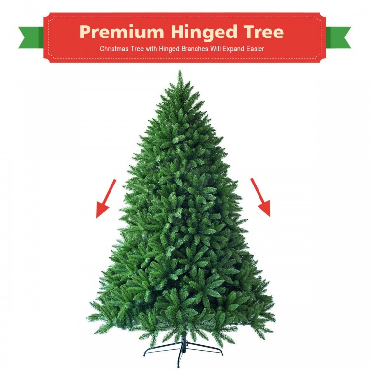 5 feet artificial fir Christmas tree with 600 branch tips, PVC material, and hinged sections for easy setup and storage.
