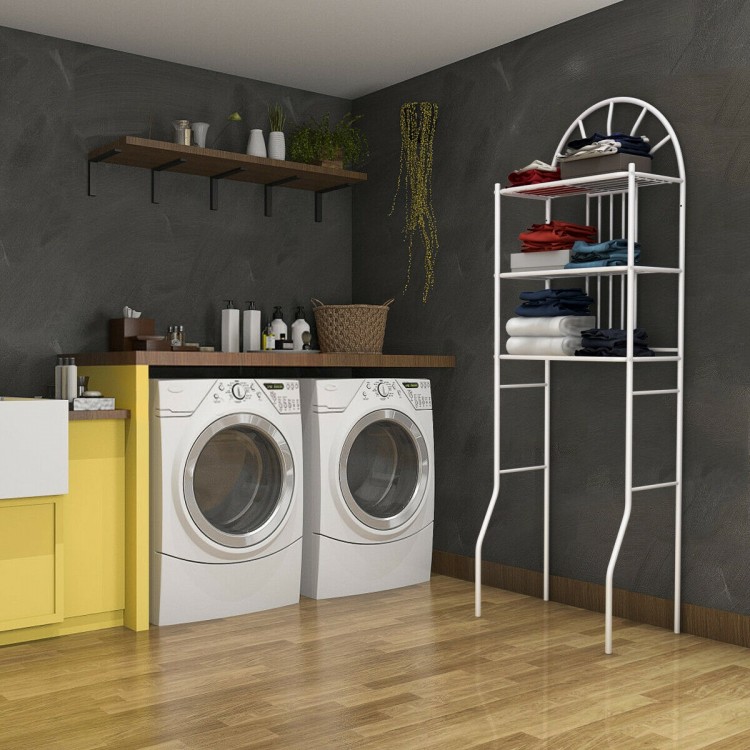 3-tier bathroom rack made of powder-coated iron, ideal for maximizing storage space in humid environments.