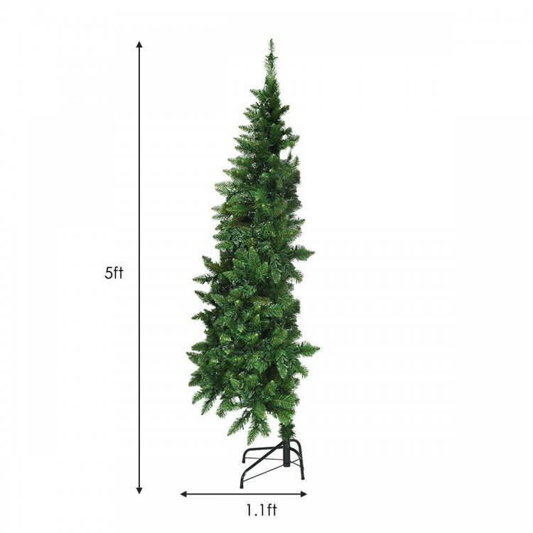 5ft pre-lit artificial half Christmas tree with multi-color LED lights, perfect for holiday decor in homes or offices.