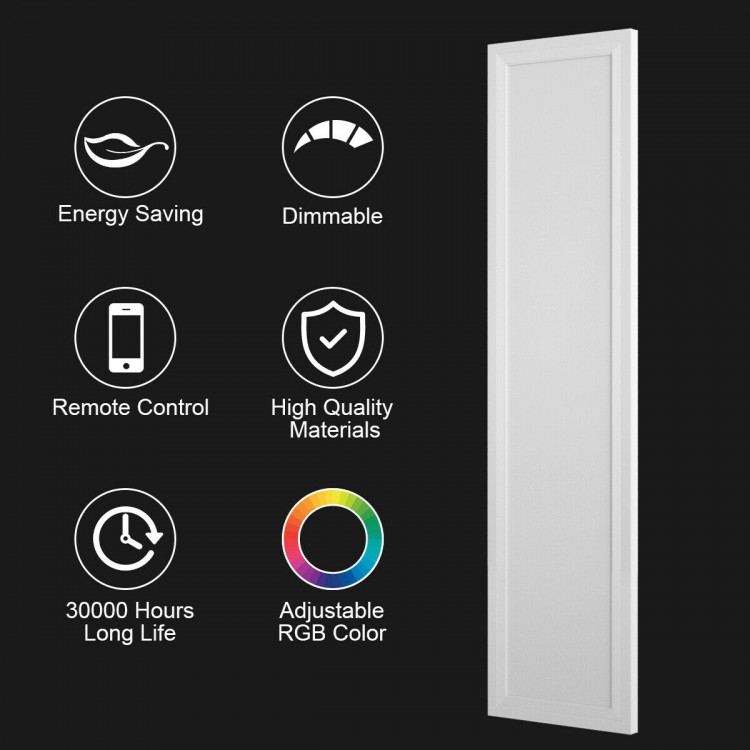 Slim 18W RGB LED ceiling light with remote control, adjustable brightness, and 12 color options for versatile lighting.