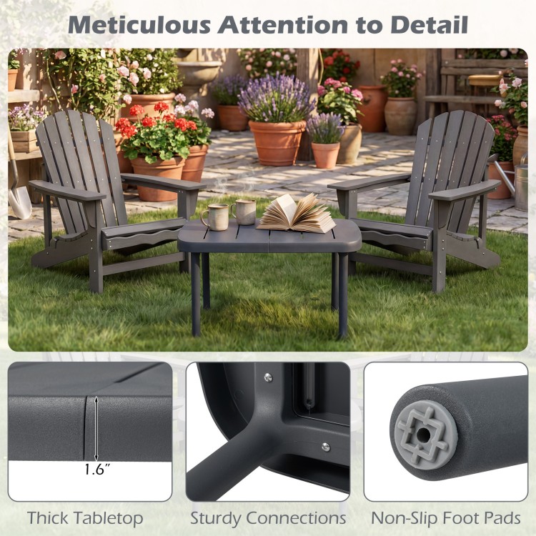 Rectangular gray patio side table with 1.6" thick tabletop, aluminum alloy rods, ideal for poolside and outdoor use.