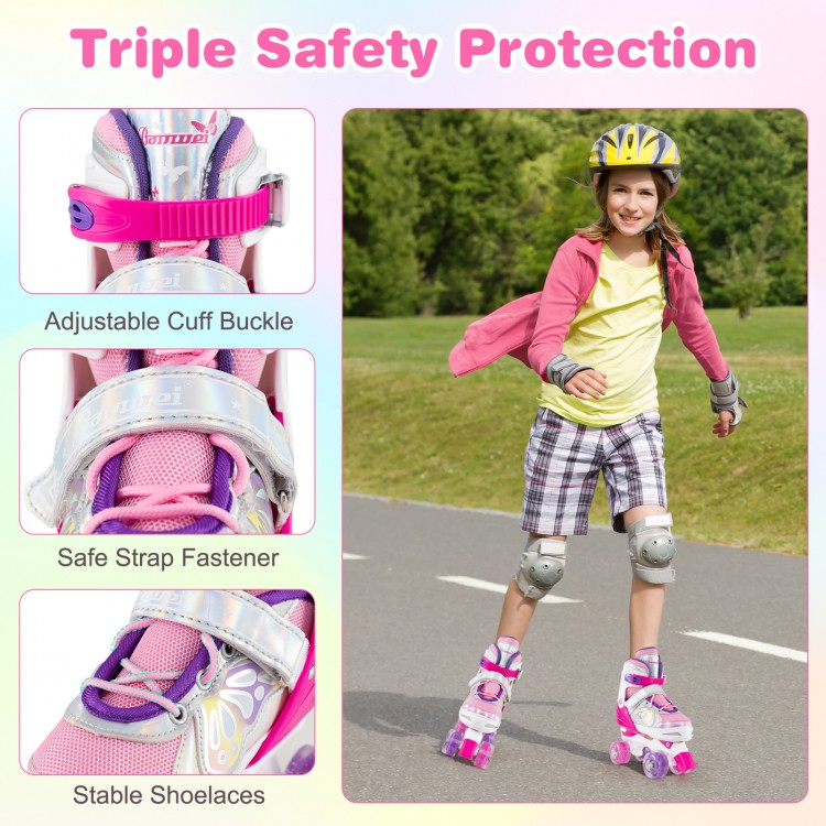 Roller Skates for Teens 4 Sizes Adjustable with Light-up Wheels for Boys Girls Ages 13+ - Gallery View 8 of 10
