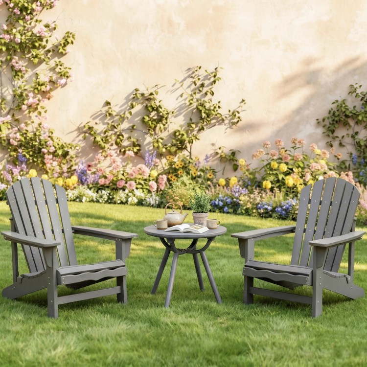 Round patio storage side table in gray, featuring a 20" tabletop, perfect for poolside or balcony use.