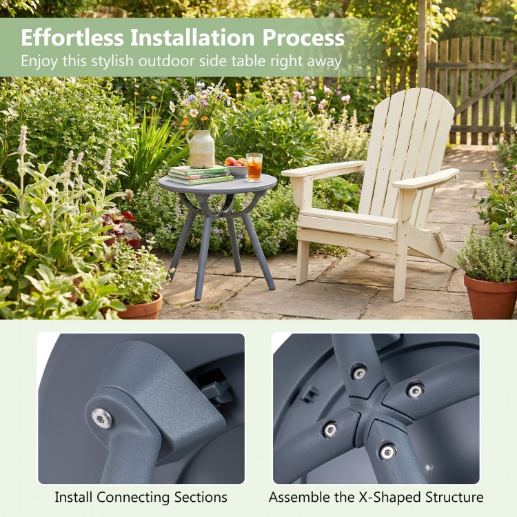 Round patio storage side table with 20" tabletop, crafted from PP and ABS, perfect for poolside and balcony use.