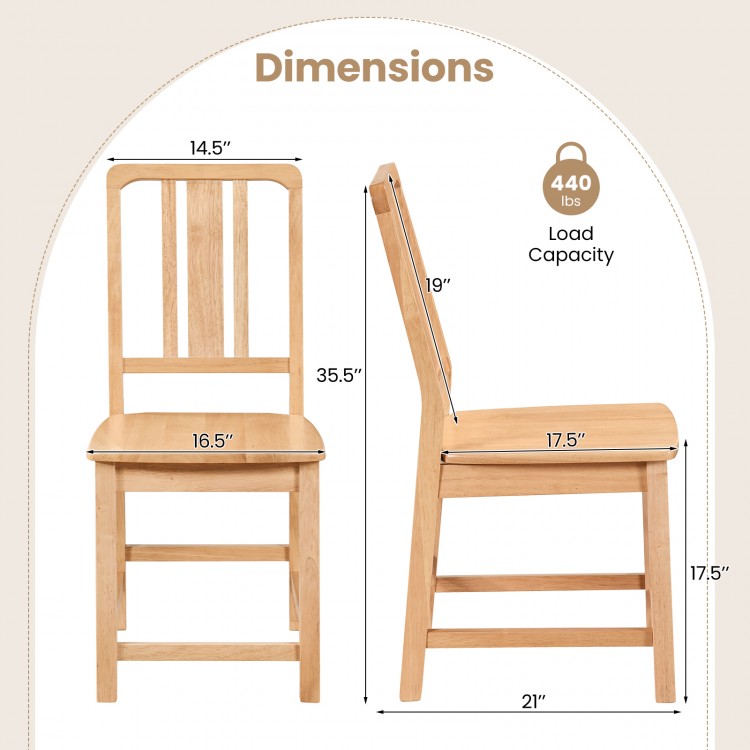 Natural rubber wood dining chair dimensions with ergonomic hollowed backrest and 440 lbs load capacity for comfort and.