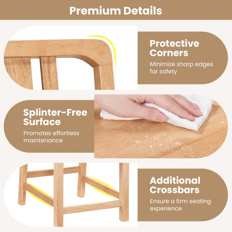 Detail of Rubber Wood Dining Chair showing splinter-free surface and protective corners for safety and easy maintenance.