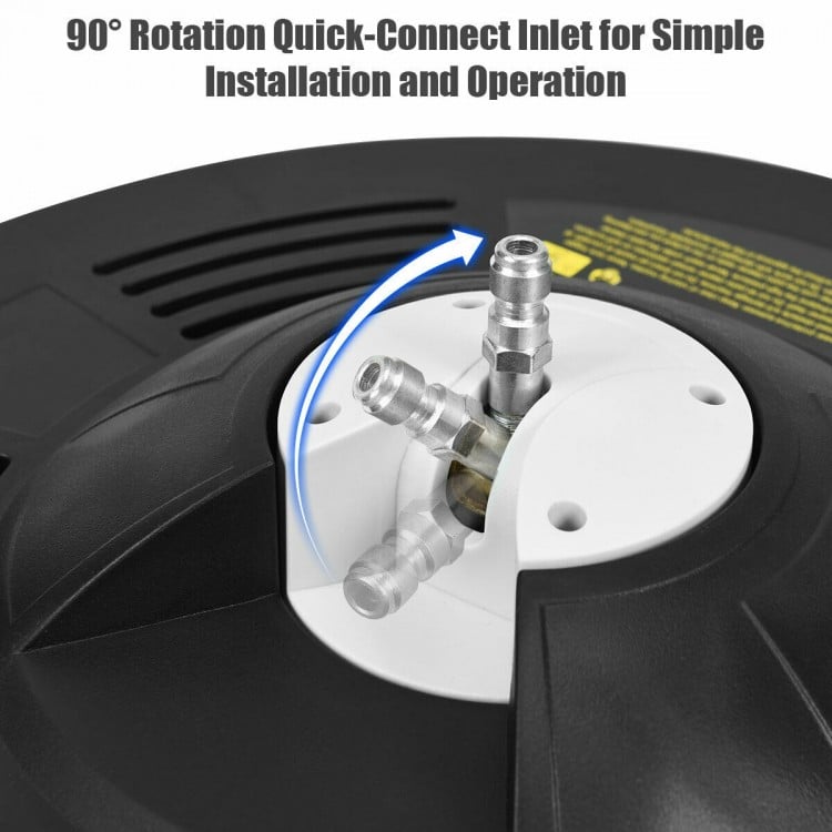 Close-up of the 3000psi pressure washer surface cleaner's quick-connect inlet for easy installation and operation.