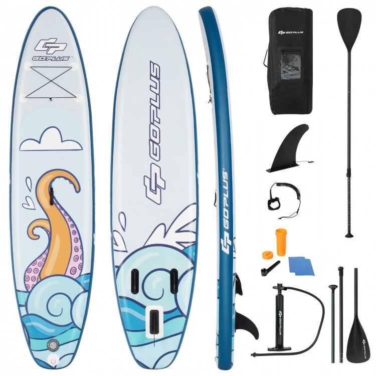 10.5 feet inflatable stand-up paddle board with aluminum paddle, pump, and accessories for water activities and.