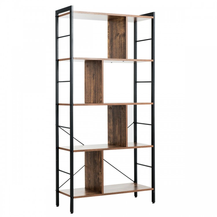 4-tier industrial bookshelf with thick chipboard and steel frame, ideal for living room or study storage solutions.