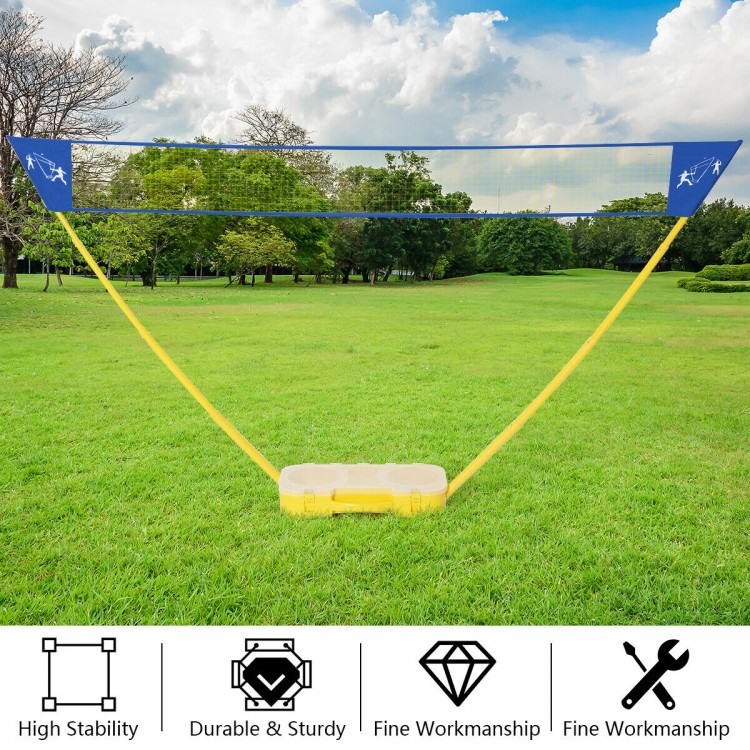Portable badminton set with a sturdy net and lightweight design, ideal for grass fields and outdoor sports activities.