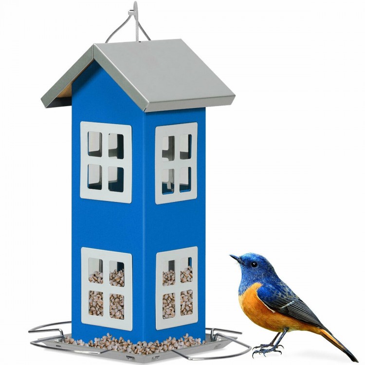 Outdoor Garden Yard  Wild Bird Feeder Weatherproof House-BlueCostway Gallery View 6 of 12