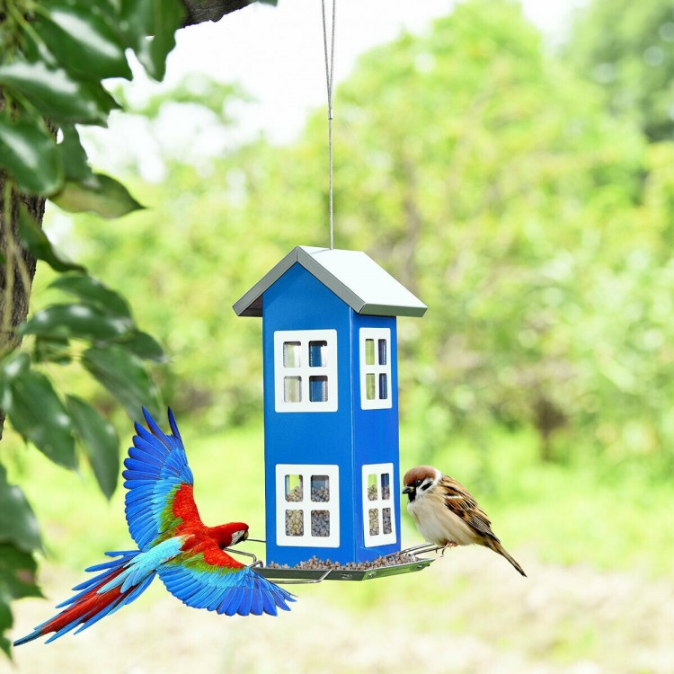 Outdoor Garden Yard  Wild Bird Feeder Weatherproof House-BlueCostway Gallery View 2 of 12