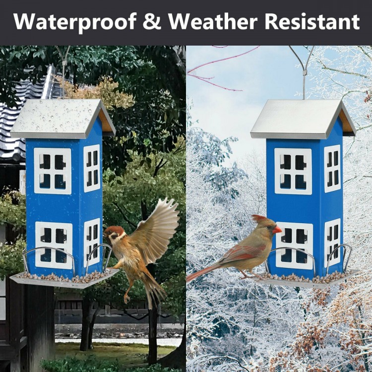 Outdoor Garden Yard  Wild Bird Feeder Weatherproof House-BlueCostway Gallery View 10 of 12