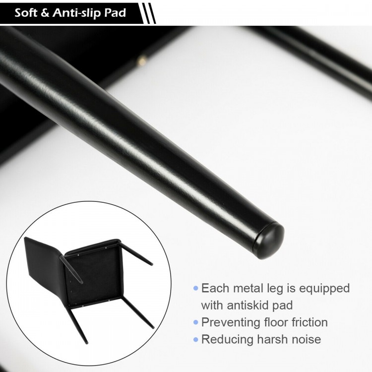 Close-up of a high back dining chair leg with anti-slip pad, featuring a modern design and PU leather surface.