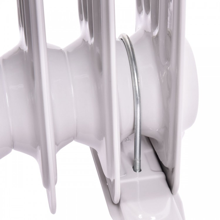 Close-up of the 1500 W electric oil-filled radiator heater's heating element with adjustable thermostat for customized.
