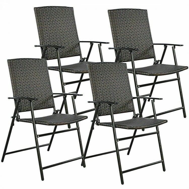 Set of 4 Rattan Folding ChairsCostway Gallery View 2 of 6
