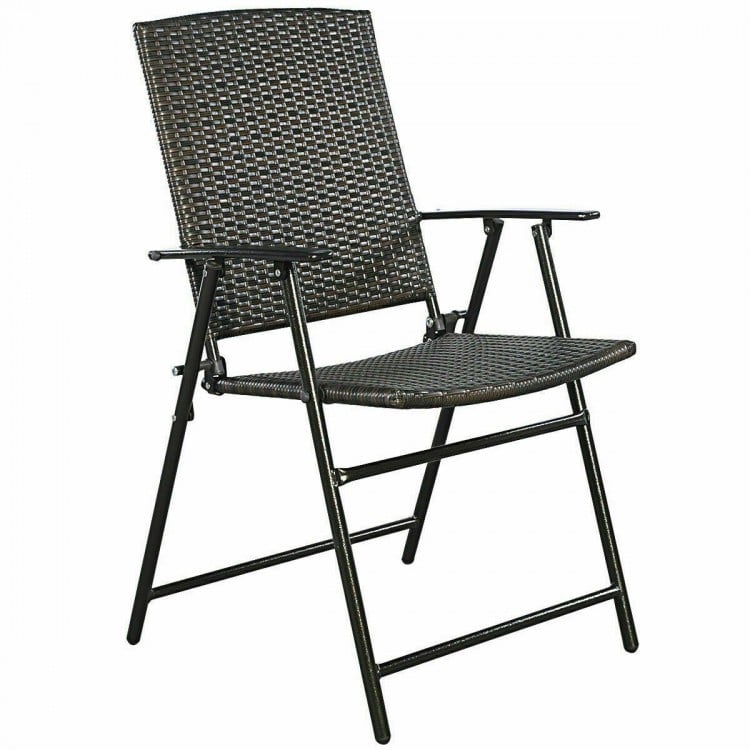 Set of 4 Rattan Folding ChairsCostway Gallery View 3 of 6
