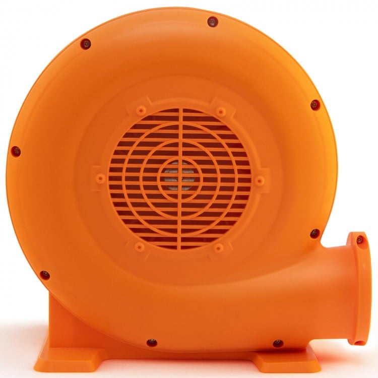 Orange 550W air blower with a wide air vent, designed for inflatables, featuring a 25-foot GFCI power cable.