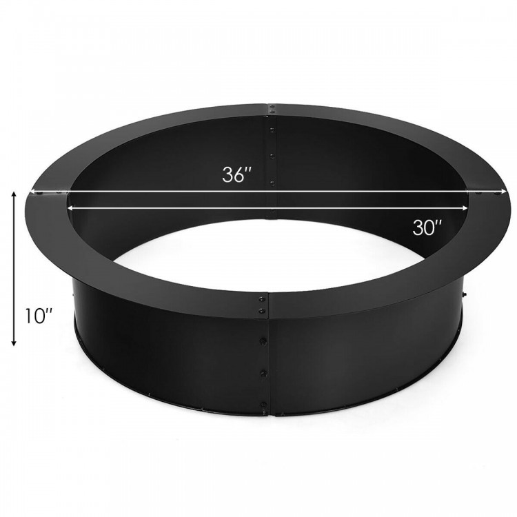 36-inch round steel fire pit ring with a smooth edge, ideal for DIY outdoor use, durable powder-coated finish.