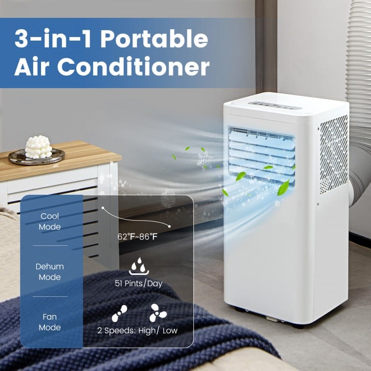 8000 BTU Portable Air Conditioner 3-in-1 AC Unit with Cool Dehum Fan Sleep Mode-WhiteCostway Gallery View 5 of 12