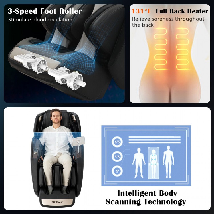 3D SL-Track full body massage chair in black with intelligent body scanning and zero-gravity design for ultimate.