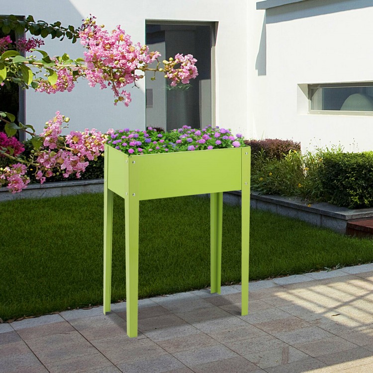 Elevated 24.5 x 12.5 inch green garden planter made of galvanized steel, perfect for easy gardening and yard decoration.