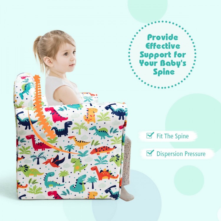 Double kids dinosaur sofa with soft velvet surface and sturdy wooden frame, perfect for indoor or outdoor relaxation.