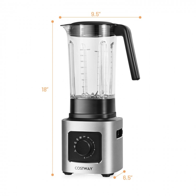 Countertop smoothie blender with 1500W motor, 68oz BPA-free Tritan jar, and 5-speed settings for versatile blending.
