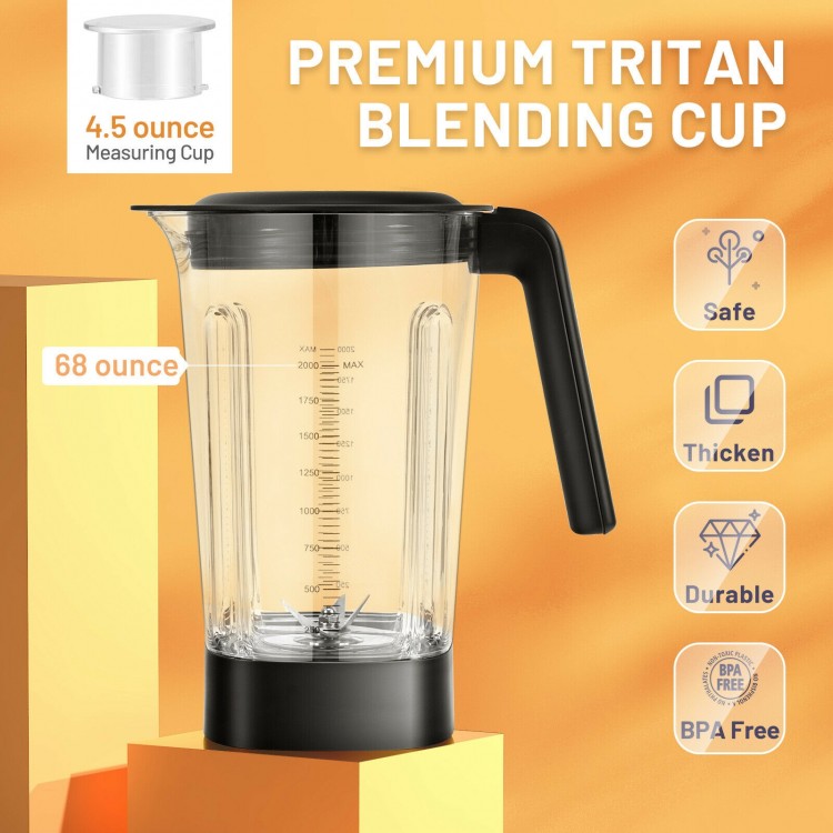 1500W 5-Speed Countertop Smoothie Blender with 5 Presets and 68oz Tritan Jar-Silver - Gallery View 7 of 10