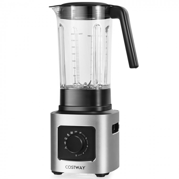 Countertop smoothie blender with 1500W motor, 68oz BPA-free Tritan jar, and 5 blending functions for versatile use.