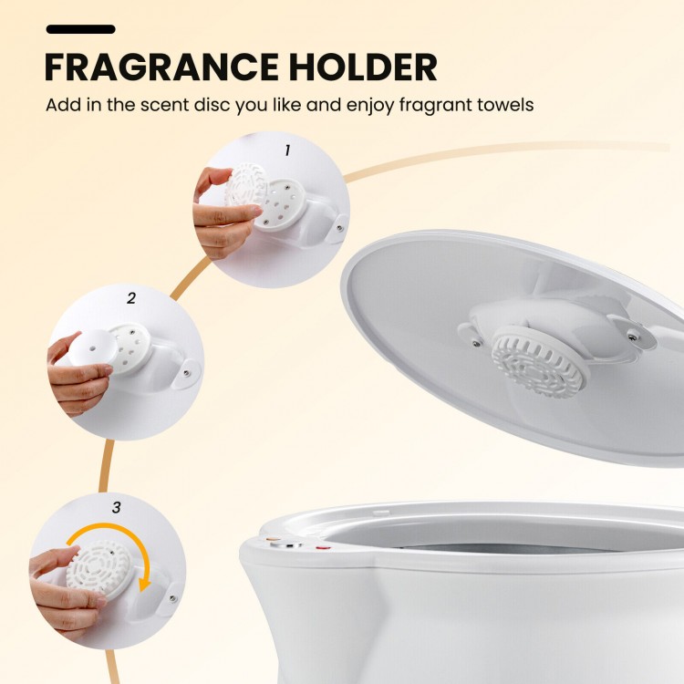Fragrance holder for the Bathroom Towel Warmer Bucket, designed for adding scent discs to enhance towel freshness.