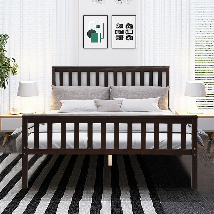Deluxe Solid Wood Platform Bed with Headboard and Footboard - Gallery View 3 of 11