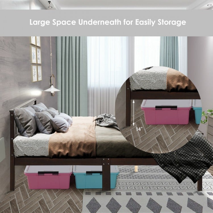 Wood bed frame with headboard and footboard, featuring large under-bed storage for a tidy home and a durable design.