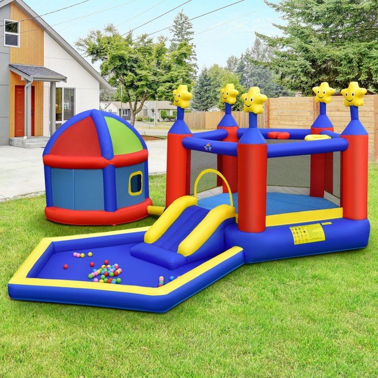 Kids Inflatable Bouncy Castle with Slide Large Jumping Area Playhouse and 735W Blower - Gallery View 1 of 10