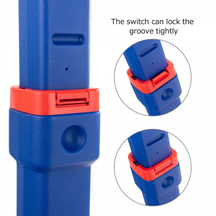Close-up of the adjustable height mechanism on the Kids Adjustable Height Basketball Hoop Stand, featuring a secure.