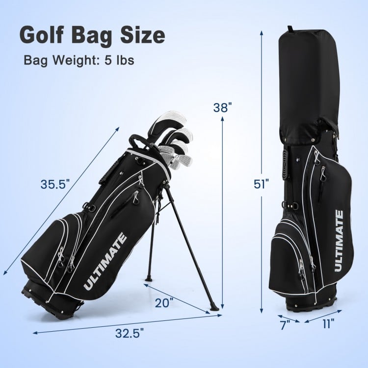 Men’s Profile complete golf club set in black, featuring a convenient stand bag with adjustable straps for easy.