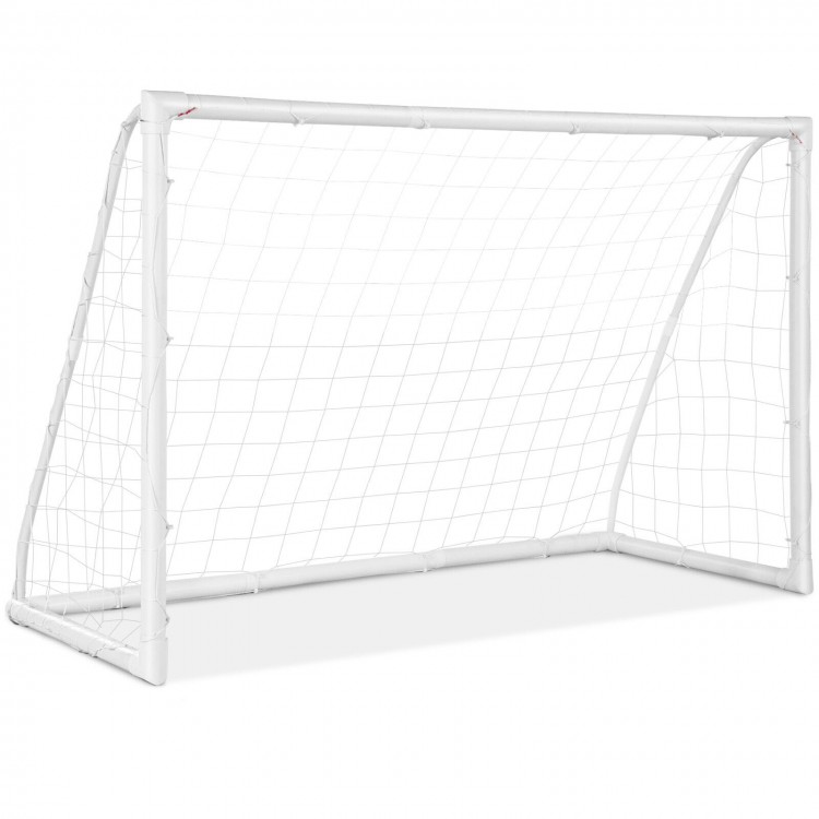 Portable 6 x 4 feet soccer goal with strong UPVC frame and durable netting, ideal for kids' practice in various.