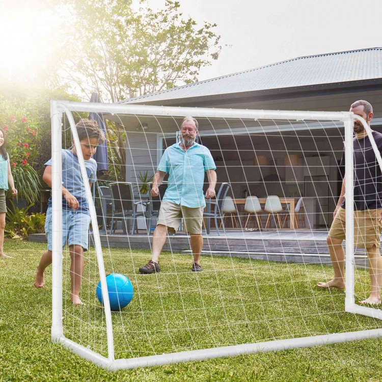 Portable 6 x 4 feet soccer goal with strong UPVC frame, ideal for kids' practice in backyard or park.